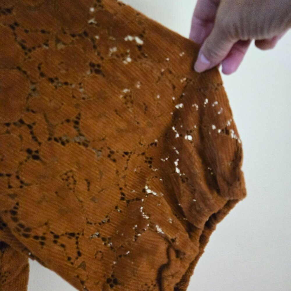 Anthropologie NWT Dolan Left Coast Norah Floral Corduroy Blouse Camel Size 3X - Picture 6 of 11